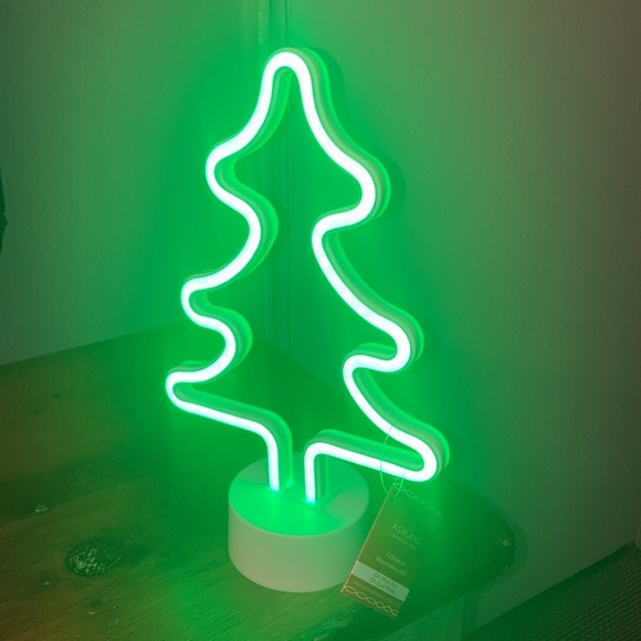 NWT 11” Battery Operated LED Light Up Neon Green Christmas Tree Decoration Light - Picture 12 of 14